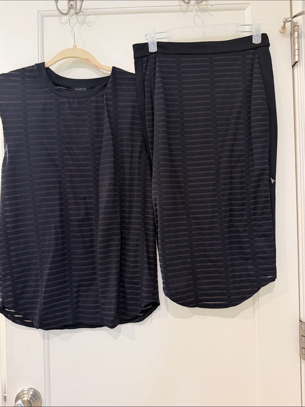 Twenty Black Sheer-Striped Two-Piece Set